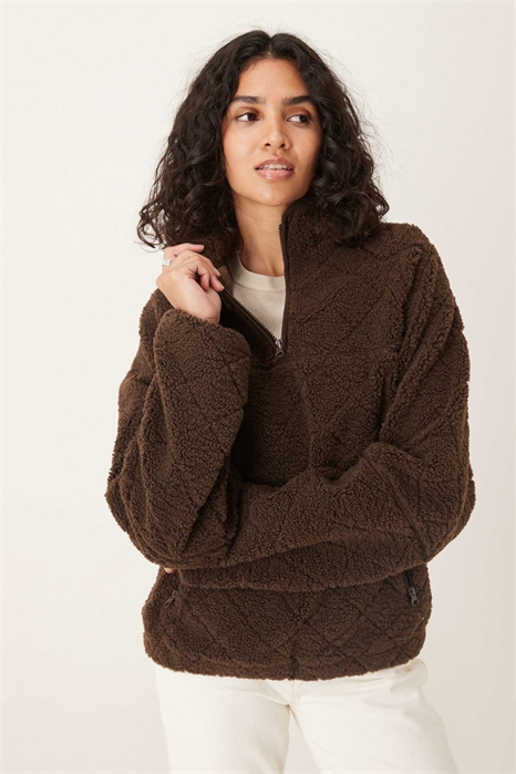 Стеганая флисовая кофта с полузастежкой-молнией из ткани «борг» артикул 143217786