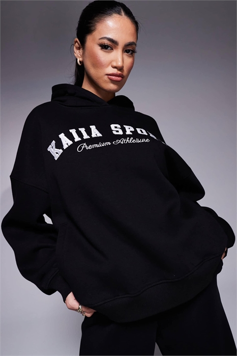 Спортивная толстовка оверсайз с вышитым логотипом премиум-класса в стиле «атлежир» артикул 139794159