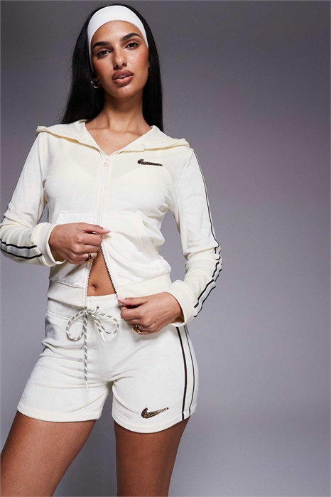 Худи с капюшоном на молнии из велюра артикул 149954296