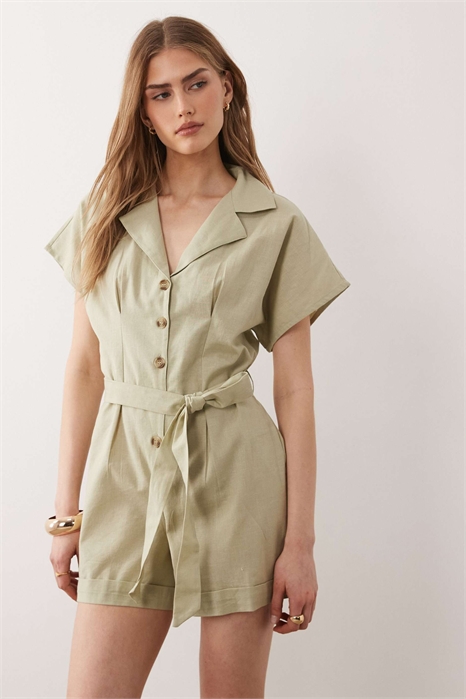 Комбинезон из льна с пуговицами артикул 153817658