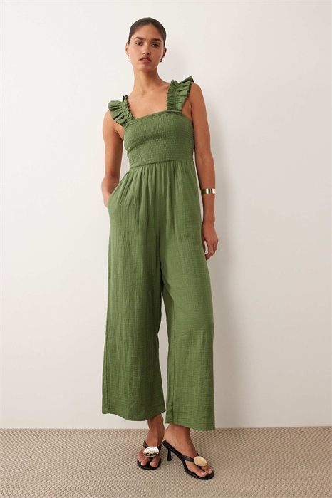 Комбинезон с квадратным вырезом и рюшами из ткани «Майя» артикул 154033252