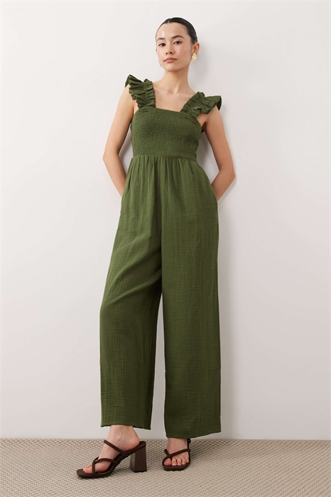 Комбинезон с квадратным вырезом и рюшами из ткани «Майя» артикул 153886928