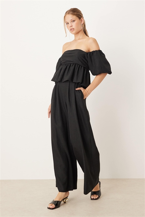 Комбинезон Bardot с объемными рукавами и баской артикул 148490289