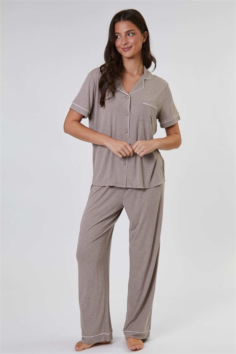 Женский комплект пижамы с ребристой отделкой артикул 150761467
