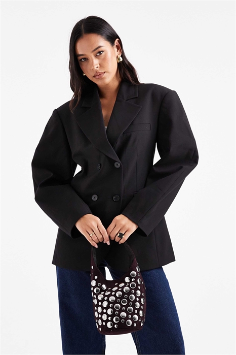 Блейзер с рукавами-коконами и двойной застежкой, скроенный по фигуре артикул 149859077