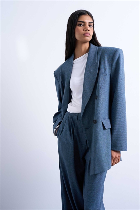 Двубортный блейзер оверсайз в стиле 80-х артикул 149081113