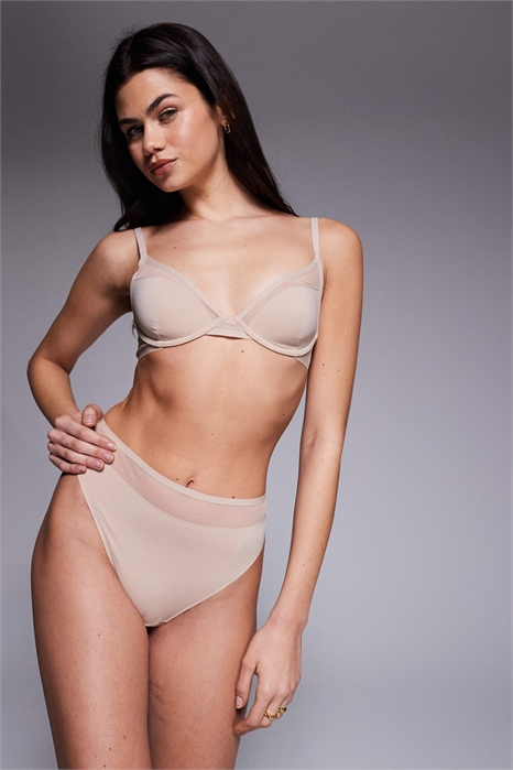 Стринги Ella из микрофибры с высокой талией и высоким вырезом, с сетчатыми вставками артикул 149929006