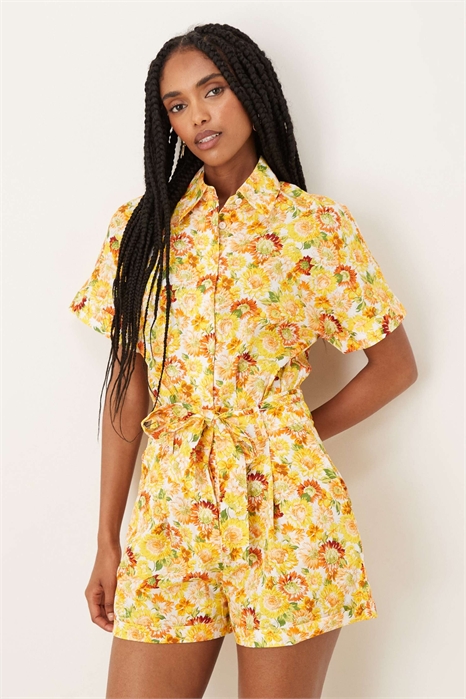 Комбинезон с цветочным принтом и поясом артикул 150021814