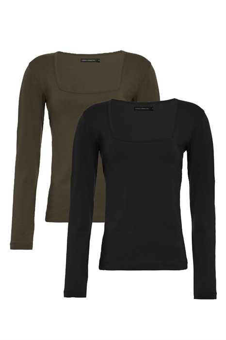 Набор из 2 хлопковых топов с квадратным вырезом и длинными рукавами артикул 152399183