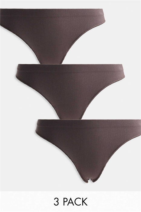 Набор из 3-х ребристых бесшовных стрингов артикул 153577574