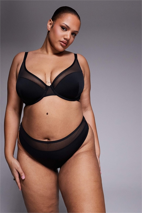 ASOS DESIGN Curve Ella — стринги из микрофибры с высокой талией и высоким вырезом, с сетчатыми вставками артикул 149929292