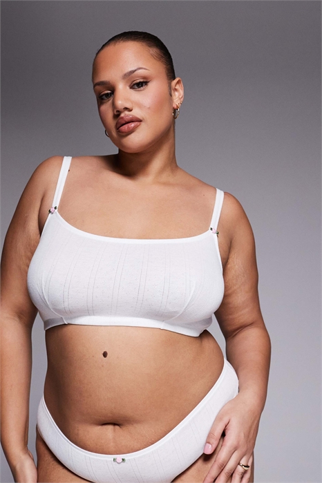 Бралетт ASOS DESIGN Curve Evie с узором «пойнтелл» и отделкой в виде бутонов роз артикул 149860122