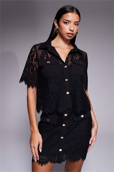 Рубашка с кружевом co-ord артикул 152422285