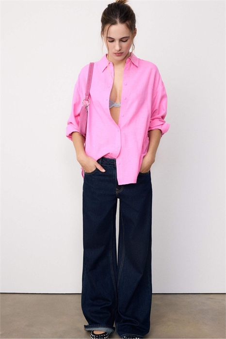 Рубашка из струящегося материала под лен артикул 156273685