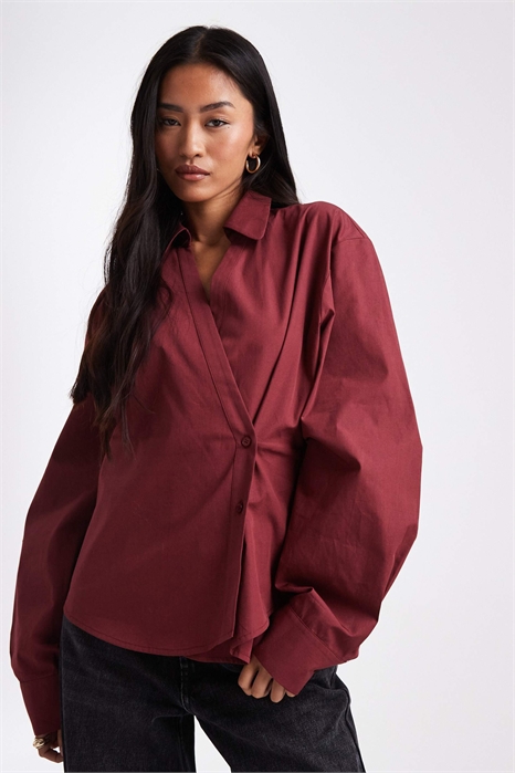 Рубашка с запахом и рукавами-коконами артикул 151025297