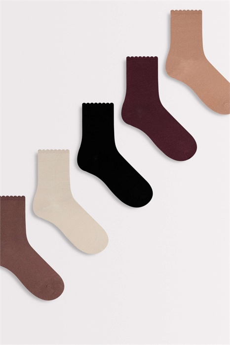 Набор из 5 пар носочков до щиколотки с волнистым краем артикул 153084285