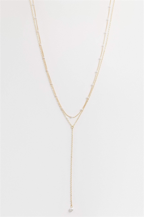 Изящное колье-лариат с подвеской в виде искусственной жемчужины артикул 155408203