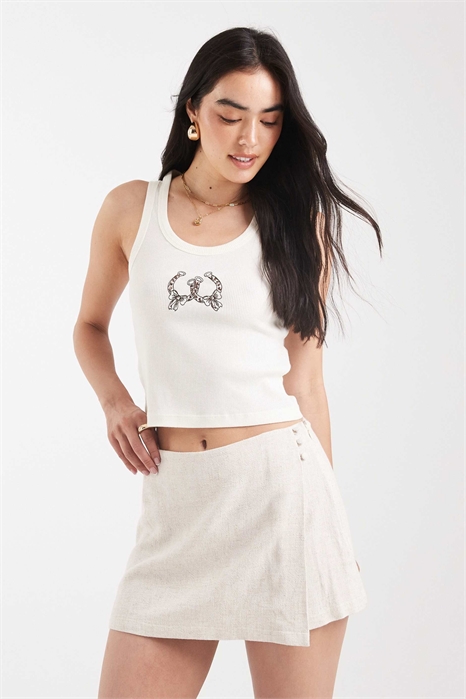 Юбка-шорты с эффектом льна артикул 148667562