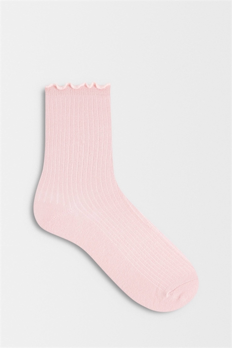 Носки с ребристым оборкой бледно-розового цвета артикул 155514700