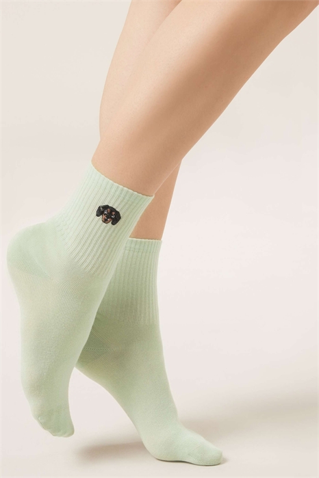 Носки с вышитыми собачками артикул 156299515