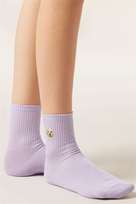 Носки с вышитыми собачками артикул 155976974