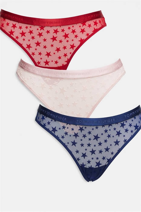 Набор из 3-х сетчатых стрингов с принтом в виде звёзд артикул 148886334