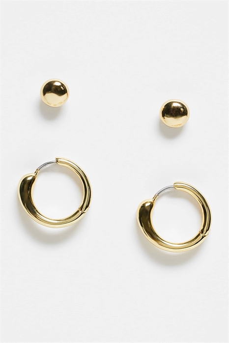 Набор из 2 пар сережек-гвоздиков и сережек-колец артикул 153891745