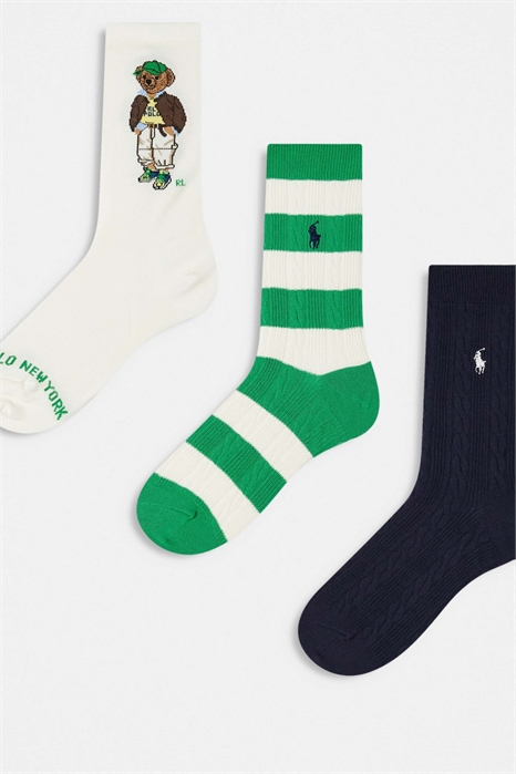 Набор из 3 пар носков с логотипом в виде медведя артикул 151666663