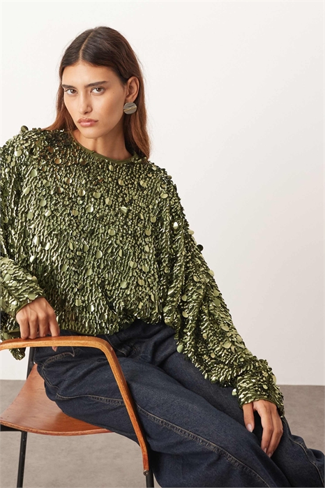 Топ с длинными рукавами и прямоугольным кроем артикул 147897692