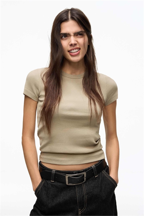 Футболка с короткими рукавами и базовым ребристым принтом артикул 155594620