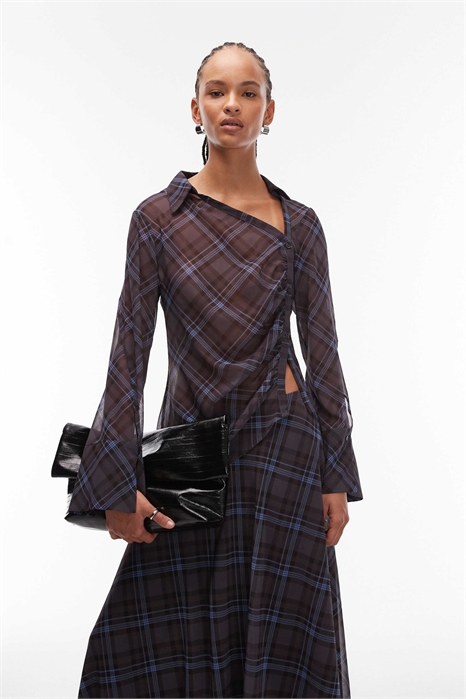 Прозрачная рубашка с перекрещивающимся вырезом артикул 152428048