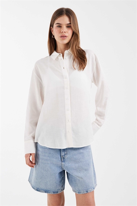 Рубашка из смешанного льна артикул 152630089