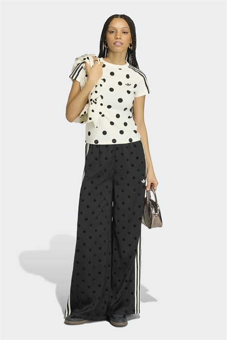 Брюки с широкими брючинами из сатина в горошек артикул 156066065