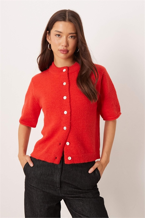 Кардиган с короткими рукавами и отворотами артикул 150177470