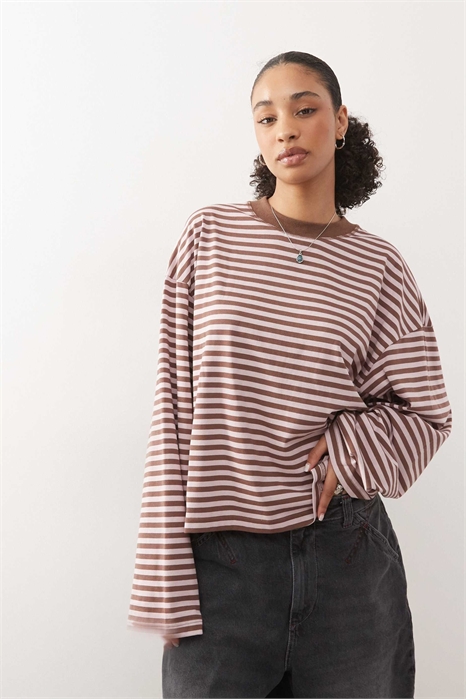 Футболка свободного кроя с круглым вырезом и длинными рукавами из смесовой ткани Bloom артикул 153647809