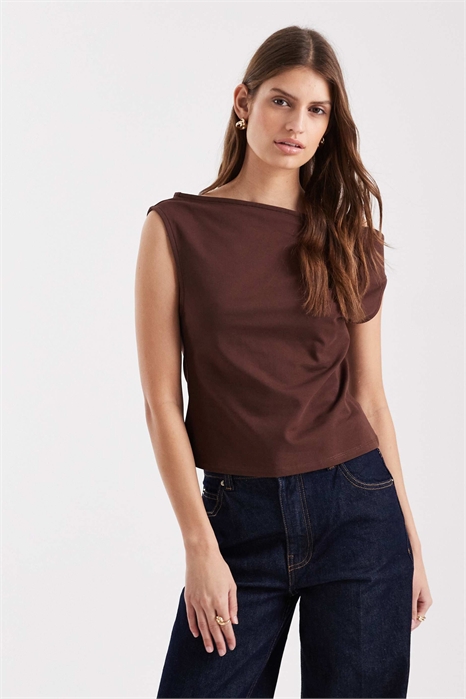 Хлопковый топ с открытыми плечами артикул 151965425