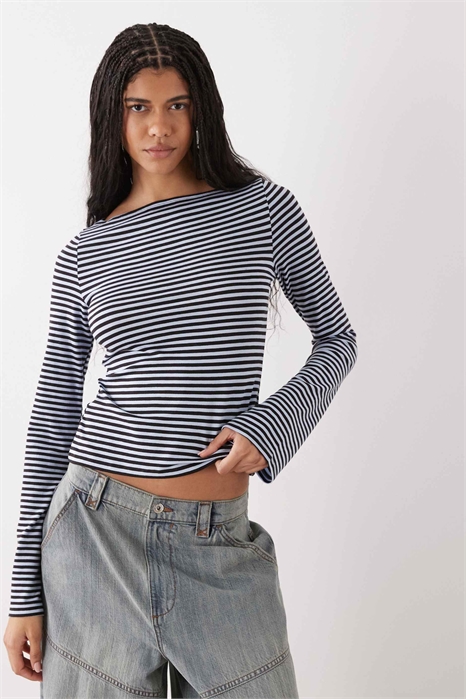 Топ с мягким воротником-лодочкой и длинными рукавами от Annie артикул 153531071