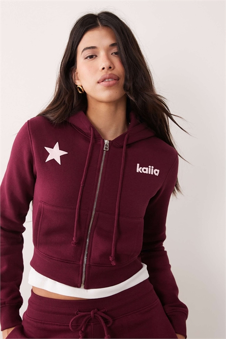 Укороченная толстовка с капюшоном и застежкой-молнией, украшенная графическим логотипом в виде звезды co-ord артикул 152796101