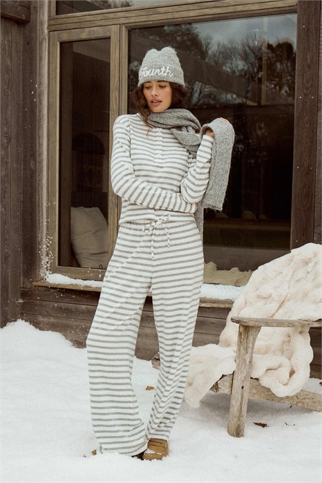 Брюки свободного кроя с широкими штанинами и ребристой талией из смесовой ткани с хлопком co-ord артикул 151961819