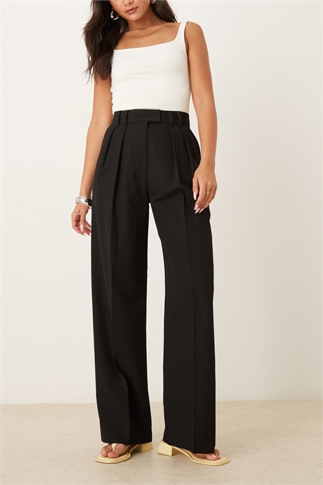 Брюки с широкими брючинами и складками артикул 153921914