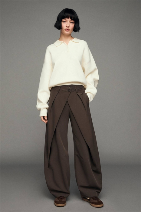 Брюки-кюпе с складками артикул 154270345