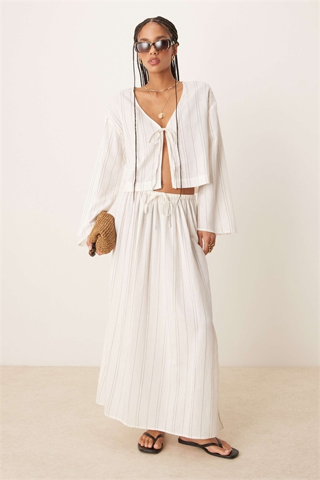 Пляжная юбка Belle из смесовой ткани с добавлением льна артикул 140396789