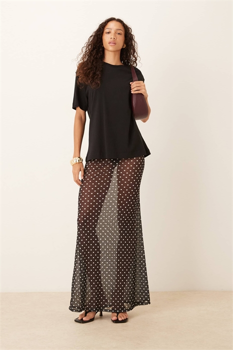 Прозрачная юбка-макси из сетки артикул 152191699