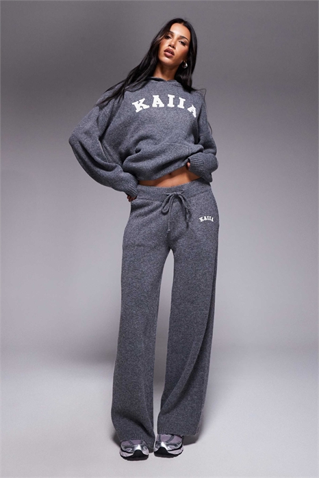 Брюки с широкими штанинами, с вязаным вышитым логотипом co-ord артикул 152903225