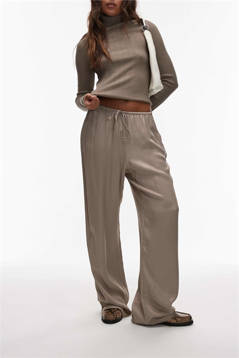 Брюки из атласа с широкими брючинами артикул 150497051