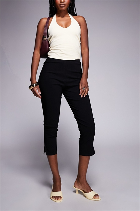 Брюки-капри из бенгалина с удлиненной длиной и разрезом по низу артикул 150987248