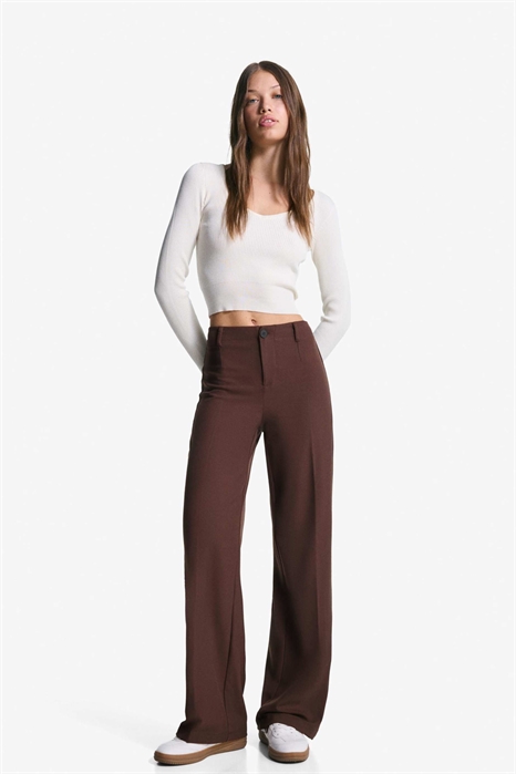 Брюки классического кроя с широкими брючинами артикул 154007671