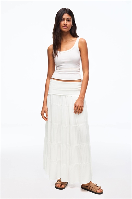 Юбка средней длины с отворотом на талии артикул 155940732