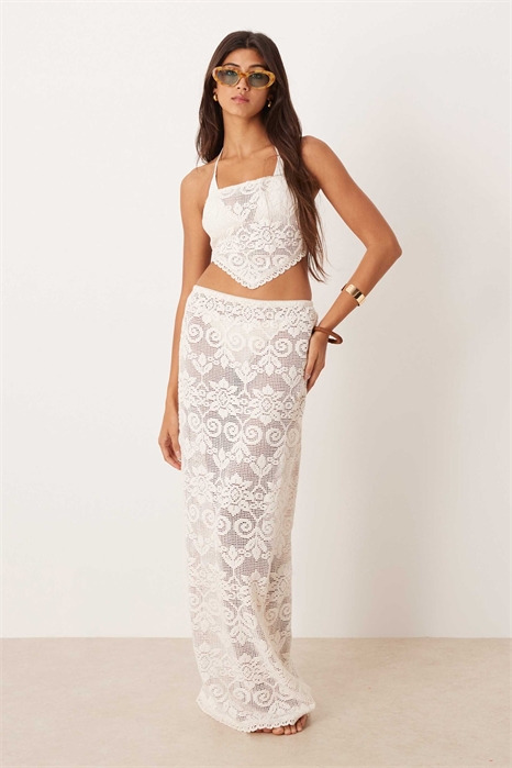 Макси-юбка из кружева, связанная крючком, цвета «Минетт» артикул 151871481