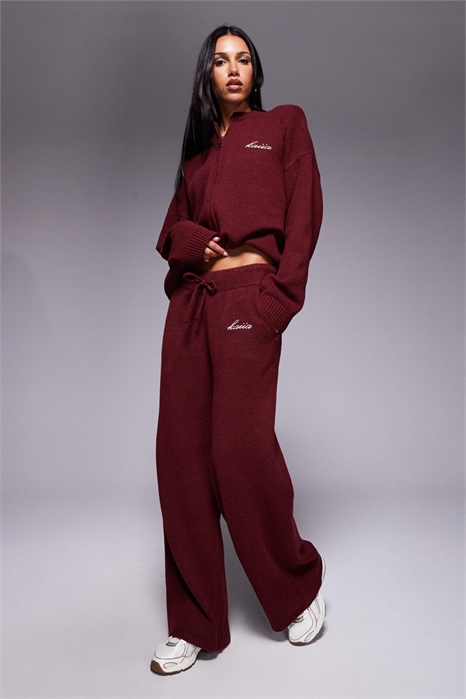 Брюки с широкими штанинами и вязаным логотипом co-ord артикул 153117260